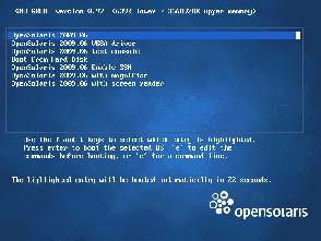 OpenSolaris boot menu